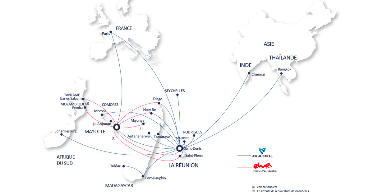 Le réseau Air Austral Air Austral